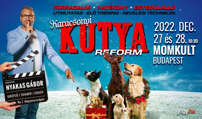 Nyakas Gábor kutyatréner előadása 2022-ben a MOM Kultban - Karácsonyi Kutyareform  - Jegyek itt!