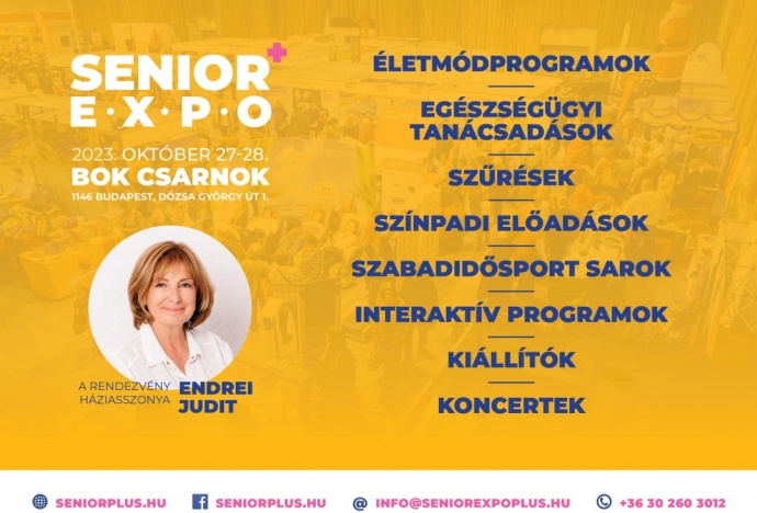 SENIOR+ EXPO - Aktívan 50 felett 2023-ban Budapesten a BOK Csarnokban - Jegyek itt!